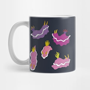 Pink and Purple Sea Slugs Linocut Mug